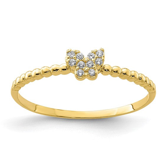 10KT Yellow Gold Butterfly CZ Ring