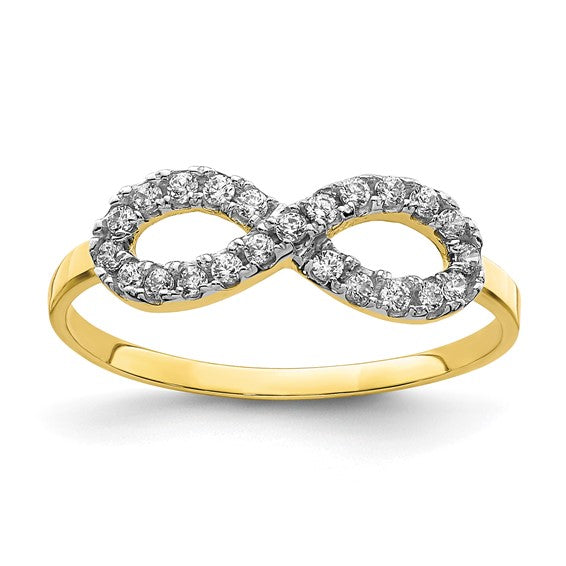 10KT Yellow Gold CZ Infinity Ring
