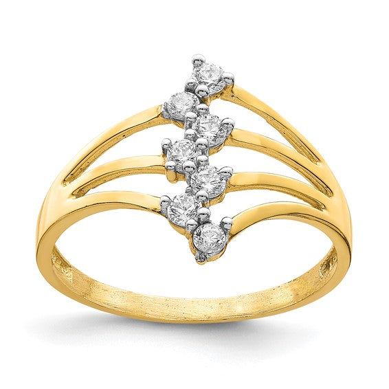 10KT Yellow Gold CZ 7-Stone Ring