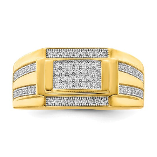 10KT Yellow Gold Men's CZ Signet Ring