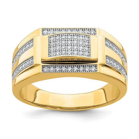 10KT Yellow Gold Men's CZ Signet Ring