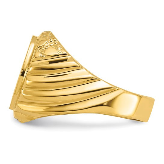 10kt Two-tone Men's Polished and Textured Masonic Ring