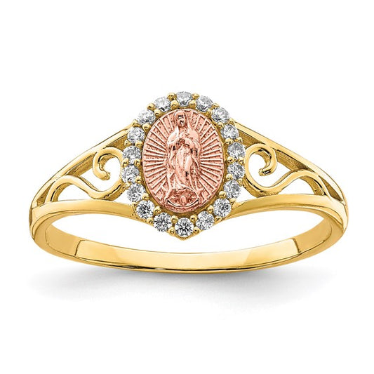 10KT Two-Tone CZ Guadalupe Ring