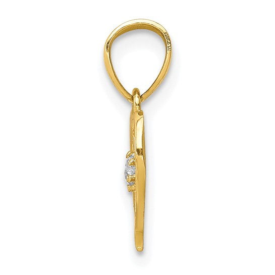 10KT Yellow Gold CZ Heart Pendant