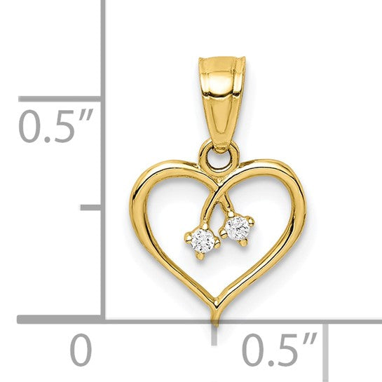 10KT Yellow Gold CZ Heart Pendant