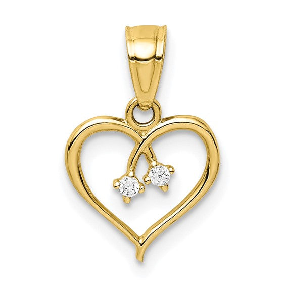 10KT Yellow Gold CZ Heart Pendant
