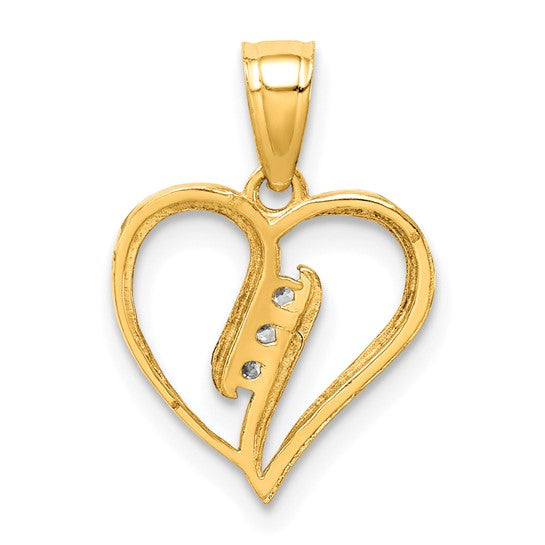 10kt Yellow Gold CZ Heart Pendant