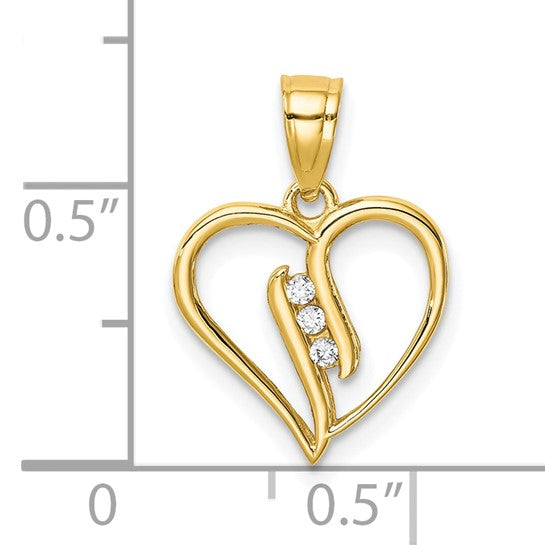 10kt Yellow Gold CZ Heart Pendant
