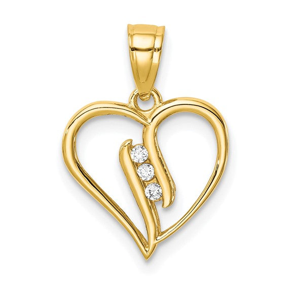 10kt Yellow Gold CZ Heart Pendant