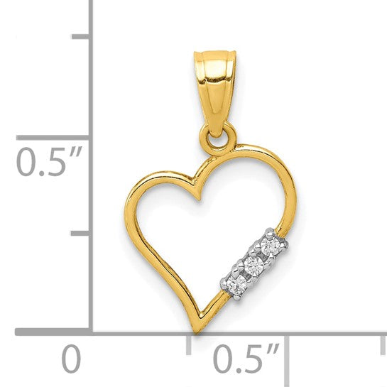 10kt Yellow Gold CZ Heart Pendant