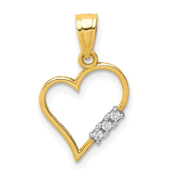 10kt Yellow Gold CZ Heart Pendant
