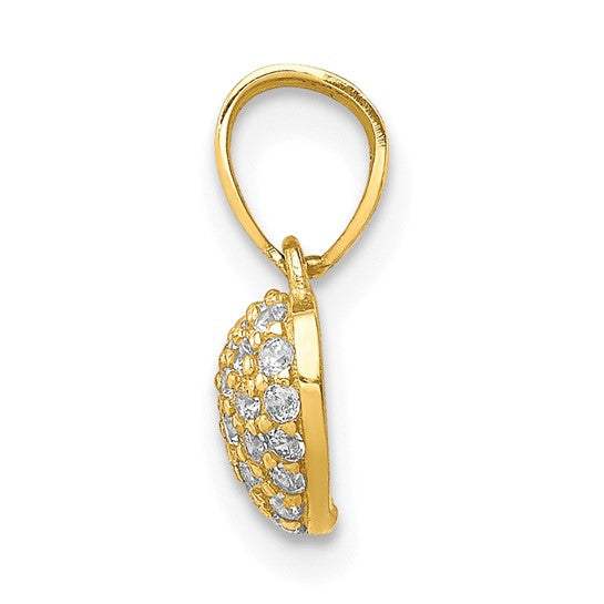 10KT Yellow Gold CZ Micro Pave Heart Pendant