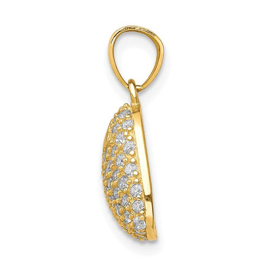 10kt Yellow Gold CZ Micro Pave Heart Pendant
