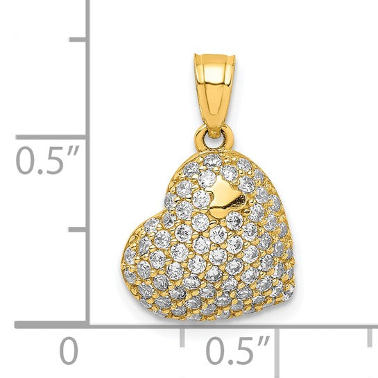 10kt Yellow Gold CZ Micro Pave Heart Pendant