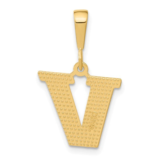 10KT Yellow Gold Initial V Pendant
