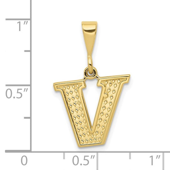 10KT Yellow Gold Initial V Pendant