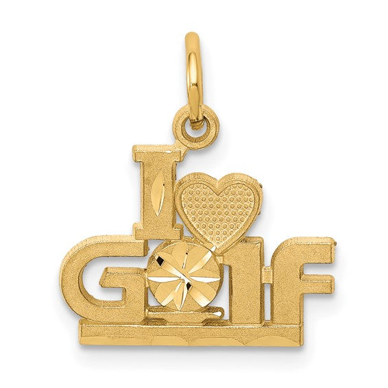 10KT Yellow Gold I HEART GOLF Charm