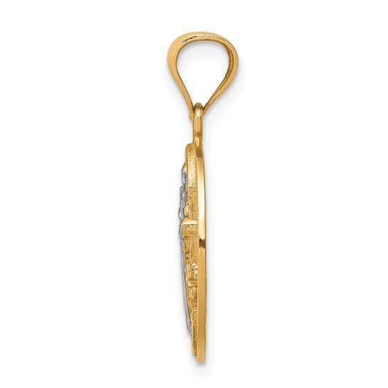 10KT Yellow Gold W/Rhodium San Benito Medal Pendant