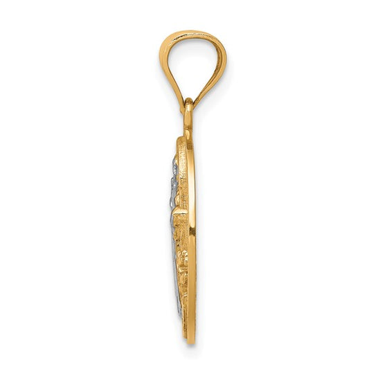 10KT Yellow Gold W/Rhodium San Benito Medal Pendant