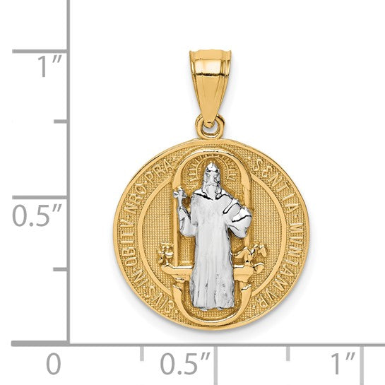 10KT Yellow Gold W/Rhodium San Benito Medal Pendant