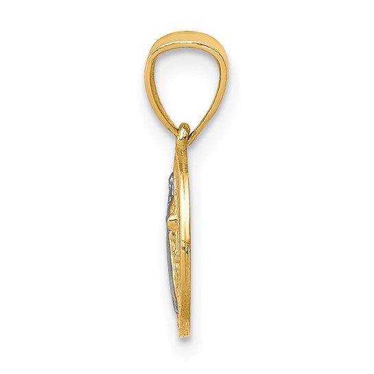 10KT Yellow Gold W/Rhodium San Benito Medal Pendant