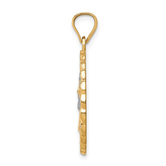 10kt Yellow Gold D/C w/Rhodium Jesus Face Pendant