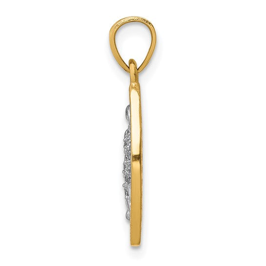 10kt Yellow Gold w/Rhodium CZ Pave Lady of Guadalupe Pendant
