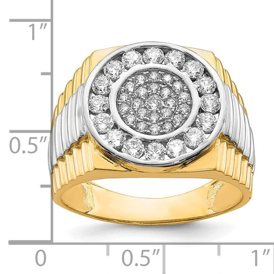 10KT Yellow Gold w/Rhodium CZ Mens Ring