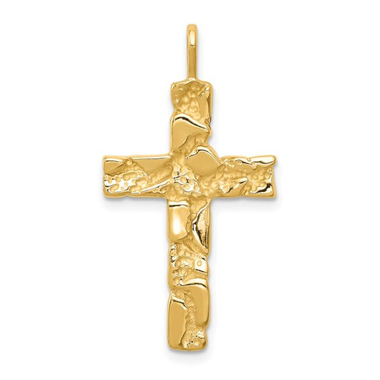 10kt Yellow Gold Nugget Cross Pendant