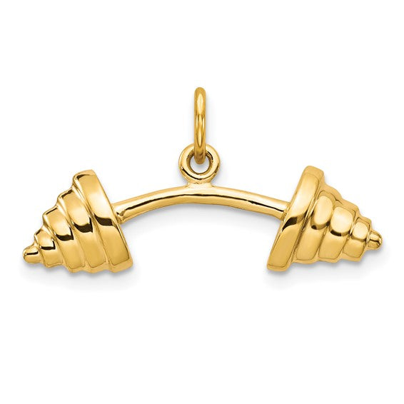 10kt Yellow Gold Solid Barbell Charm