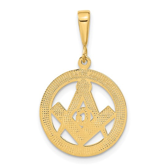 10kt Yellow Gold Polished and Textured Masonic Symbol Pendant