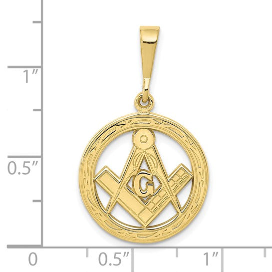 10kt Yellow Gold Polished and Textured Masonic Symbol Pendant