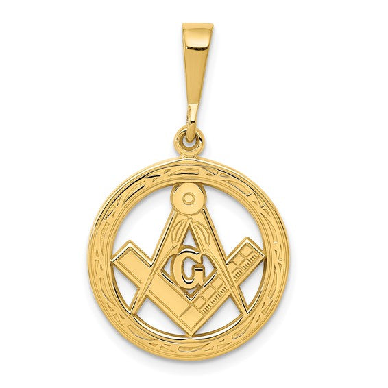 10kt Yellow Gold Polished and Textured Masonic Symbol Pendant
