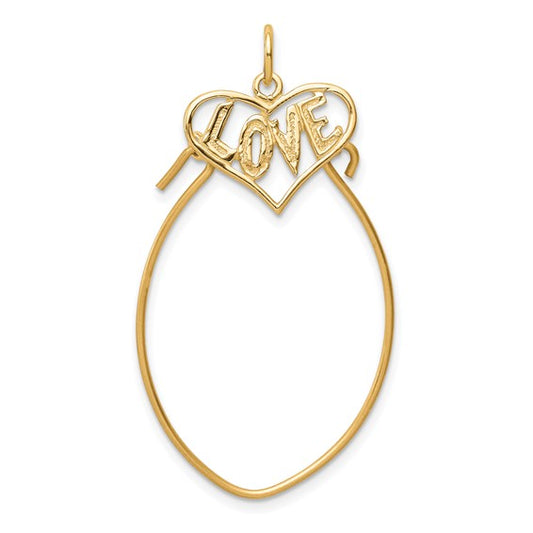 10KT Yellow Gold Polished Filigree LOVE Charm Holder