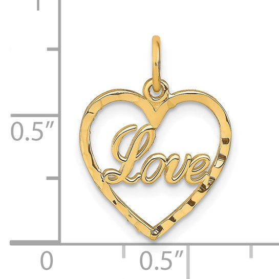10KT Yellow Gold Polished LOVE Heart Pendant