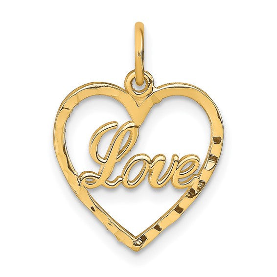 10KT Yellow Gold Polished LOVE Heart Pendant