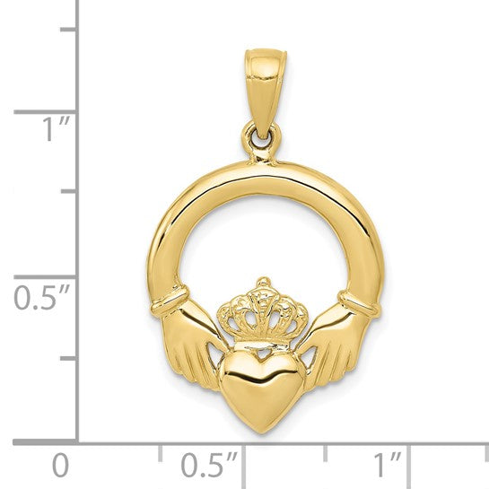 10kt Yellow Gold Polished Claddagh Pendant
