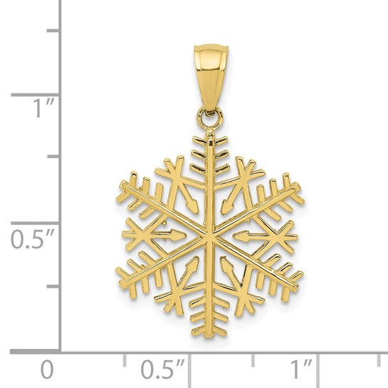 10kt Yellow Gold Polished Snowflake Pendant