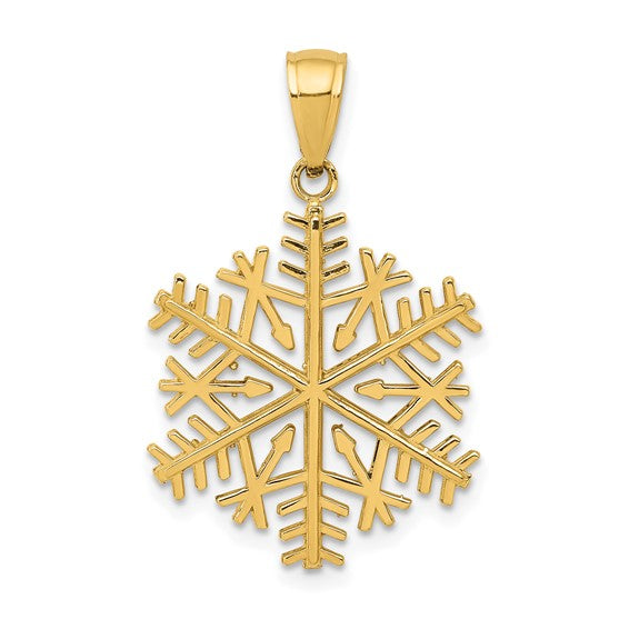 10kt Yellow Gold Polished Snowflake Pendant
