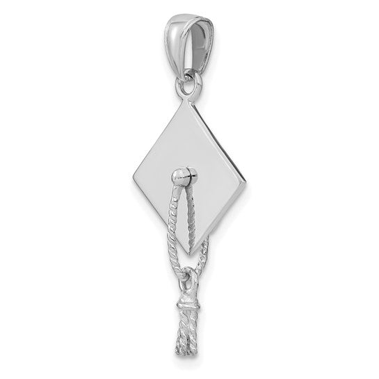 10KT White Gold 3-D Graduation Cap w/ Moveable Tassle Charm