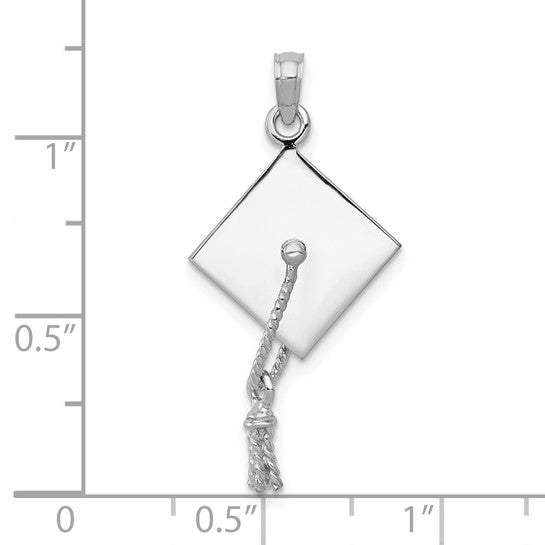 10KT White Gold 3-D Graduation Cap w/ Moveable Tassle Charm