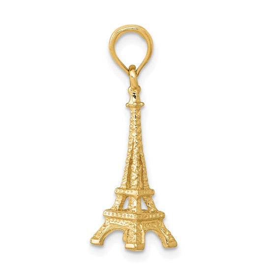 10kt Yellow Gold Solid Polished 3-D Eiffel Tower Charm