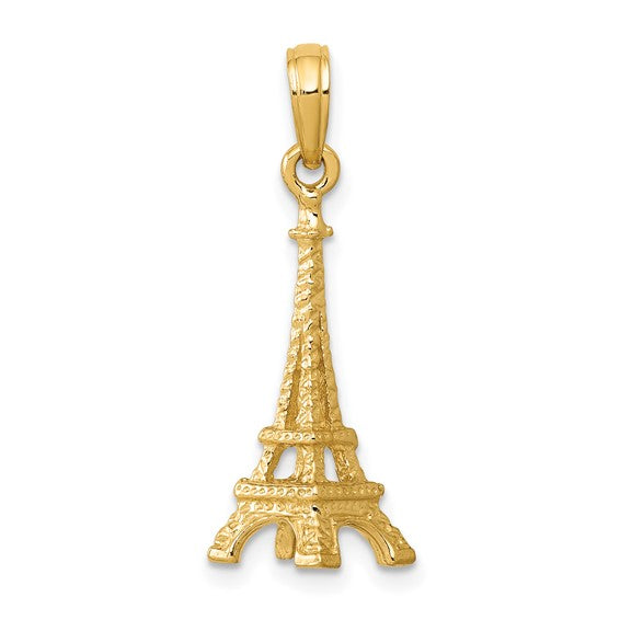 10kt Yellow Gold Solid Polished 3-D Eiffel Tower Charm