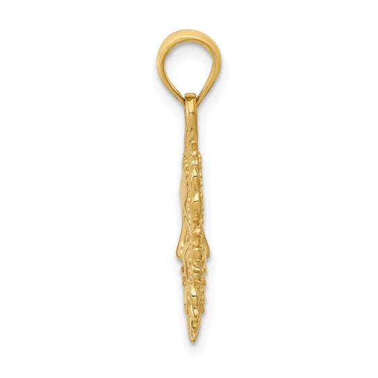 10kt Yellow Gold Solid Polished Reversible Sun Pendant