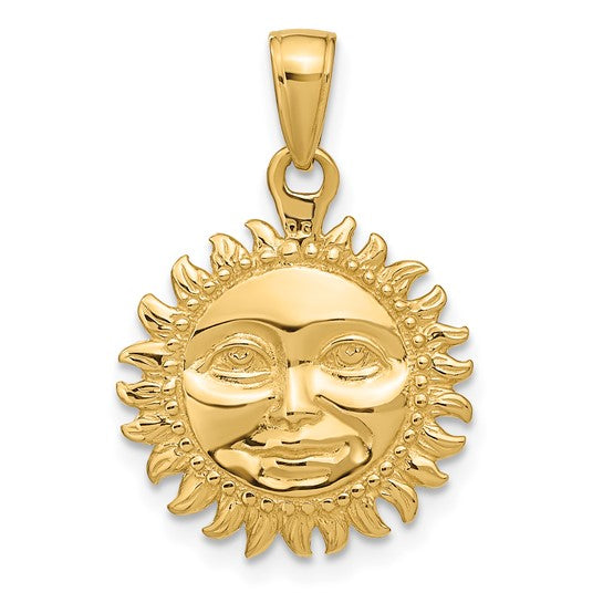 10kt Yellow Gold Solid Polished Reversible Sun Pendant
