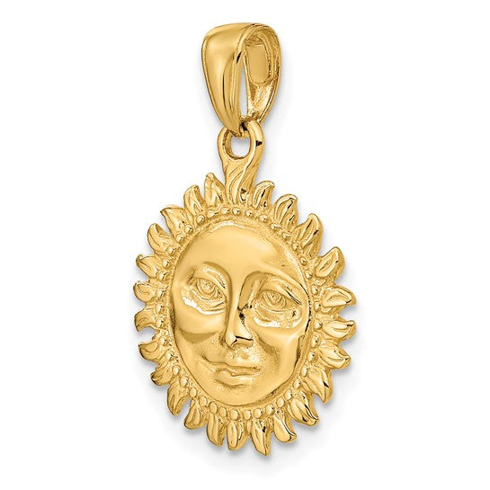 10kt Yellow Gold Solid Polished Reversible Sun Pendant