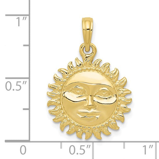 10kt Yellow Gold Solid Polished Reversible Sun Pendant