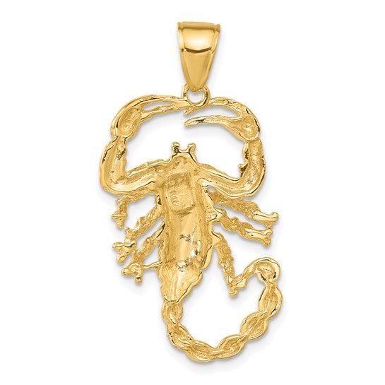 10kt Yellow Gold Solid Polished Open-Backed Scorpion Pendant