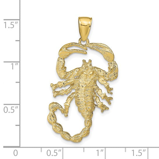 10kt Yellow Gold Solid Polished Open-Backed Scorpion Pendant