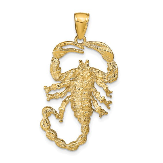 10kt Yellow Gold Solid Polished Open-Backed Scorpion Pendant